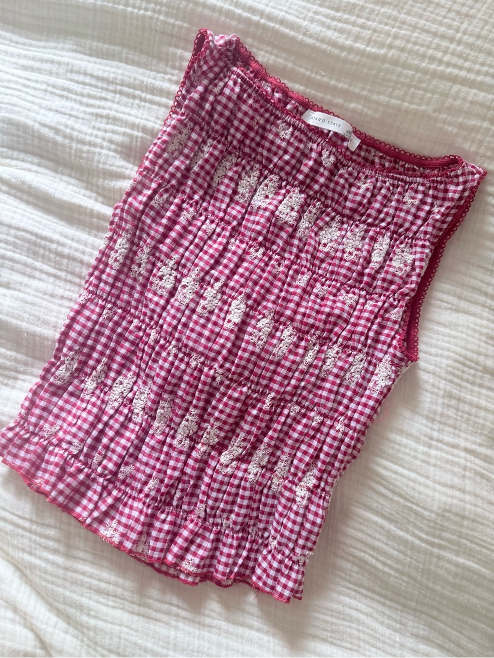 Red Gingham Smocked Tank Top - Altar’d State
